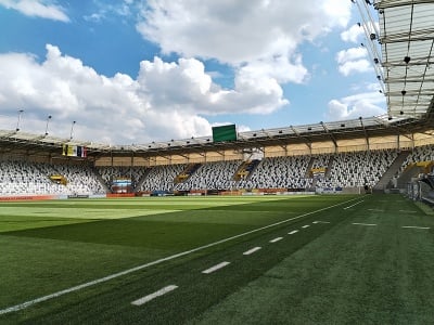 Na snímke dostavaná Košická futbalová aréna (KFA), ktorá po novom disponuje 12.555 miestami na sedenie a spĺňa kritériá najvyššej kategórie UEFA 4