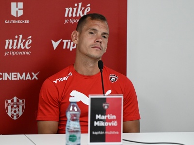 Na snímke kapitán Spartaka Martin Mikovič počas predsezónnej tlačovej konferencie FC Spartak Trnava