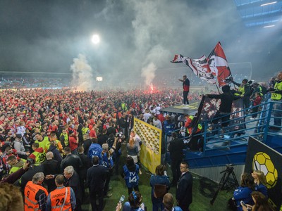 Futbalisti FC Spartak Trnava oslavujú triumf v 50. ročníku Slovnaft Cupu