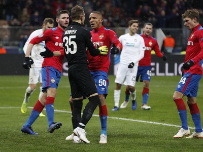 Zápasová momentka zo zápasu CSKA Moskva a Viktorie Plzeň