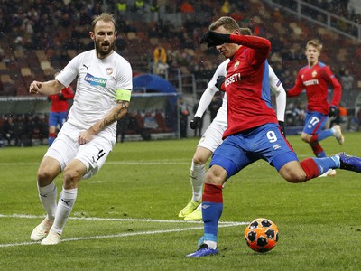 Zápasová momentka zo zápasu CSKA Moskva a Viktorie Plzeň