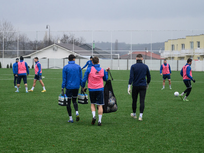 Na snímke futbalisti ViOn Zlaté Moravce počas tréningu