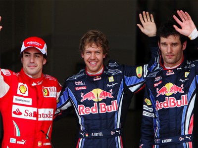 Fernando Alonso, Sebastian Vettel a Mark Webber
