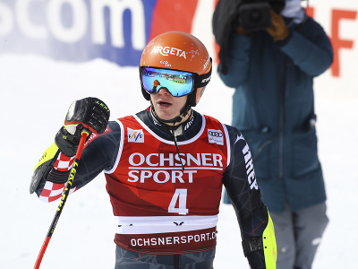 Filip Zubčič počas 2. kola obrovského slalomu v Lenzerheide