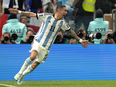 Ángel Di María a jeho gólové oslavy po druhom góle Argentíny