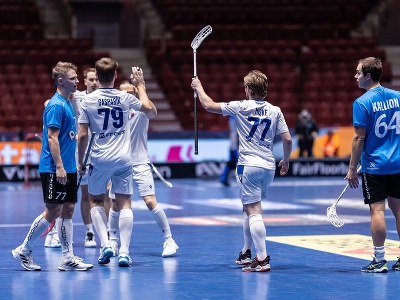 Na snímke slovenskí florbalisti