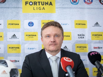 Prezident ÚLK Ivan Kozák počas tlačovej konferencie Únie ligových klubov (ÚLK) pred začiatkom novej sezóny Fortuna ligy 2018/2019