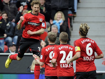 Hráči Bayeru Leverkusen sa tešia z gólu