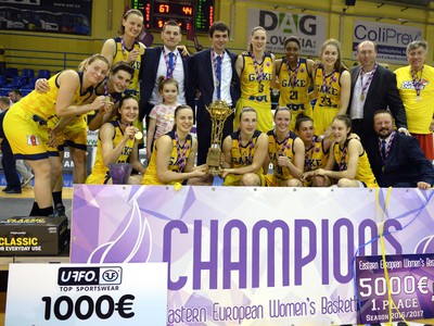 Basketbalistky Good Angels Košice (na snímke) sa stali víťazkami 2. ročníka Východoeurópskej ligy (EEWBL)