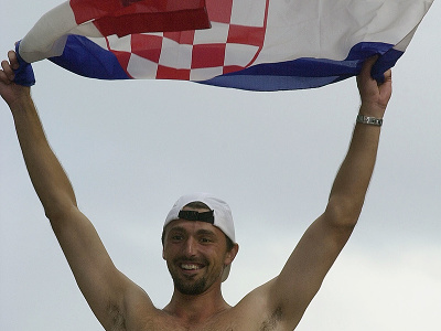 Goran Ivaniševič s chorvátskou vlajkou