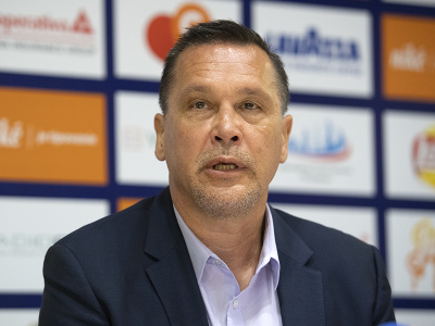 Na snímke športový riaditeľ HC Slovan Bratislava Oto Haščák počas tlačovej konferencie hokejového klubu HC Slovan Bratislava 6. júna 2022 v Bratislave. 