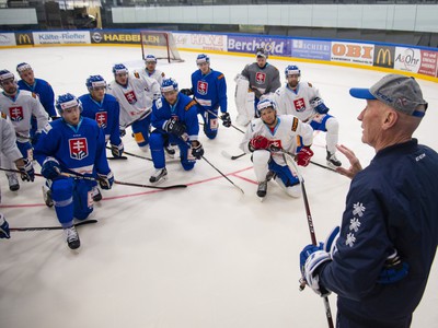 Tréning slovenskej hokejovej reprezentácie pred zápasom s Nemeckom