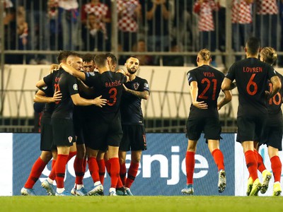 Chorváti oslavujú gól v zápase s Maďarskom