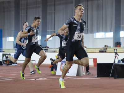 Ján Volko počas behu na 60 m na 20. ročníku Atletického mítingu Elán