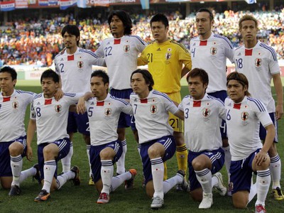 Japonský tím pred zápasom s Holandskom