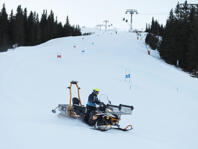 Na snímke zjazdovka Petry Vlhovej počas mediálneho dňa pred pretekmi Svetového pohára alpských lyžiarok v Jasnej vo štvrtok 11. januára 2024.