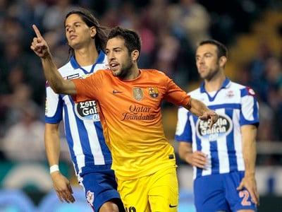 Jordi Alba oslavuje svoj gól 
