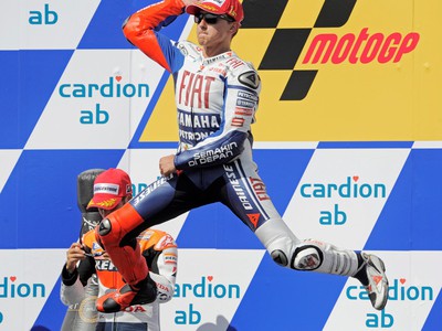 Jorge Lorenzo oslavuje triumf na VC v Brne