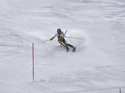  Katharina Liensbergerová počas slalomu v Lenzerheide