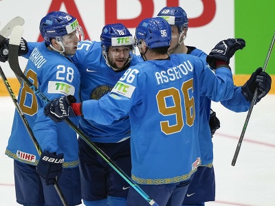 Radosť hokejistov Kazachstanu 