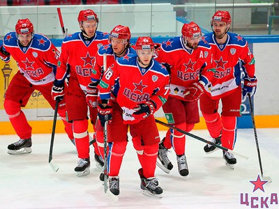 Gólové oslavy hokejistov moskovského CSKA