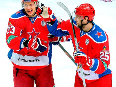 Gólové oslavy hokejistov moskovského CSKA