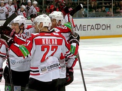 Gólové oslavy hokejistov Donbassu Doneck