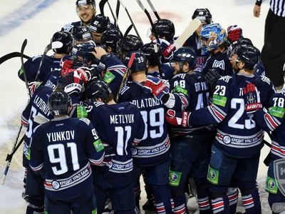 Víťazné oslavy hokejistov Magnitogorsku