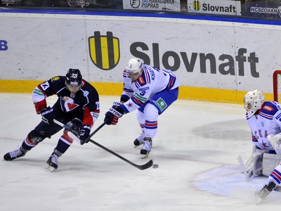 Zľava: Andrej Kudrna zo Slovana a Dinar Chafizulin zo SKA