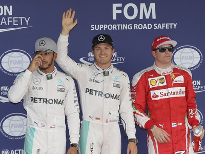 Lewis Hamilton, Nico Rosberg a Kimi Räikkönen