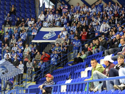 Fanúšikovia počas hokejového zápasu 1. kola Tipsport extraliga medzi HK Poprad - HC Košice. 