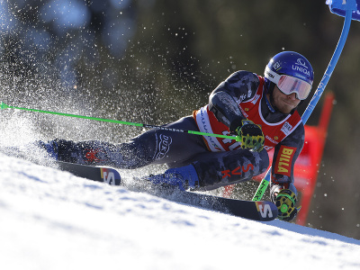 Adam Žampa počas obrovského slalomu v Kranjskej Gore