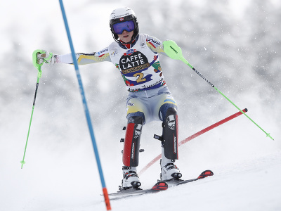 Kristin Lysdahlová počas slalomu v Lenzerheide