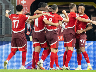 Radujúci sa švajčiarski futbaloví