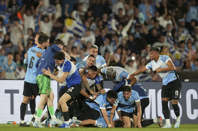Radujúci sa futbalisti Uruguaja