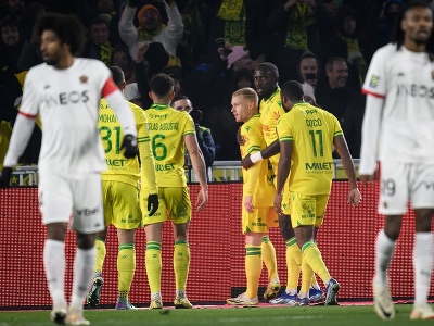 Futbalisti Nantes oslavujú gól