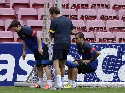 Lionel Messi a Daniel Alves sú zohratou dvojicou aj na tréningoch Barcelony