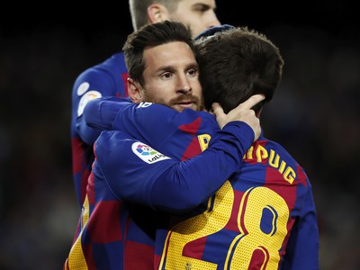 Lionel Messi vo svojej tradičnej pozícii hrdinu Blaugranas