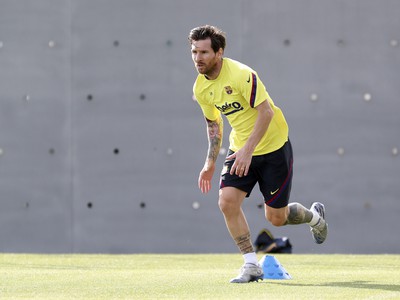 Lionel Messi počas tréningu v Barcelone
