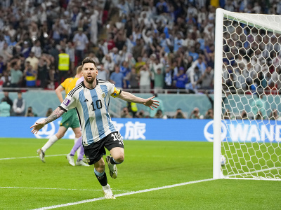 Lionel Messi oslavuje gól Argentíny