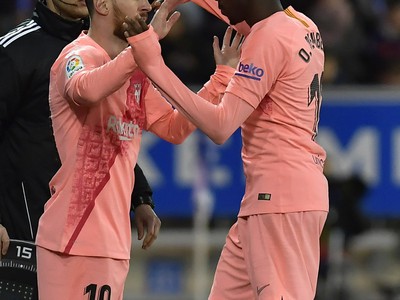 Lionel Messi a Ousmane Dembelé