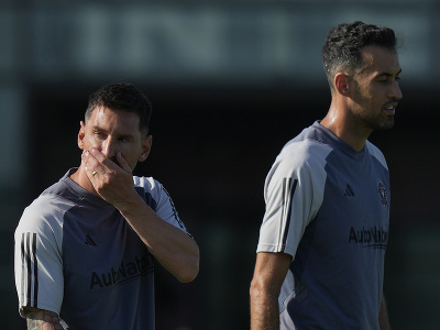 Lionel Messi a Sergio Busquets na prvom tréningu v tíme Inter Miami