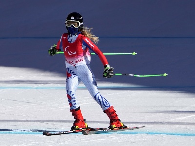 Slovenská reprezentantka v lyžovaní Alexandra Rexová počas kombinácie zrakovo znevýhodnených žien na zimných paralympijských hrách v Pekingu