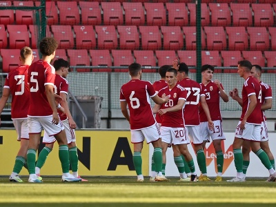 Gólová radosť hráčov Madarska počas prípravného zápasu Slovensko 21 - Maďarsko 21
