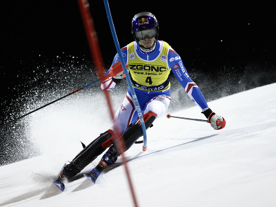 Clement Noel v 1. kole slalomu v Madonna di Campiglio