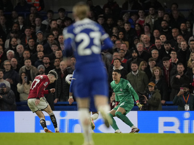Alejandro Garnacho dáva gól proti londýnskej Chelsea