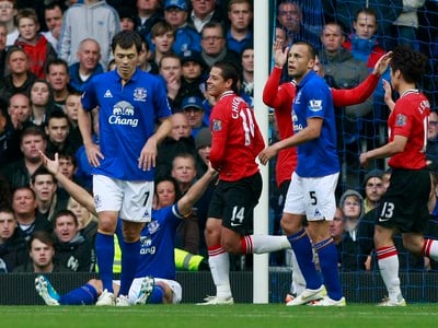 Javier Hernandez po góle do siete Evertonu