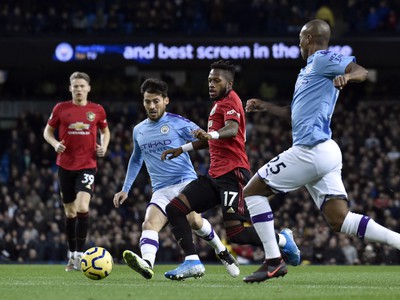 Momentka zo zápasu Manchester City - Manchester United