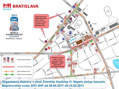Mapa dopravy počas MS 2011
