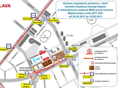 Mapa dopravy počas MS 2011